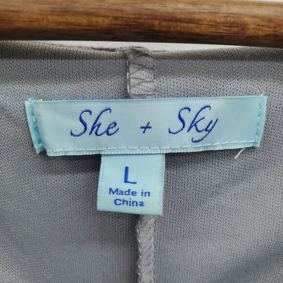 Womens L Boho Floral Mini Dress Long Sleeve Purple Yellow V-Neck Tunic Lined - Picture 5 of 15